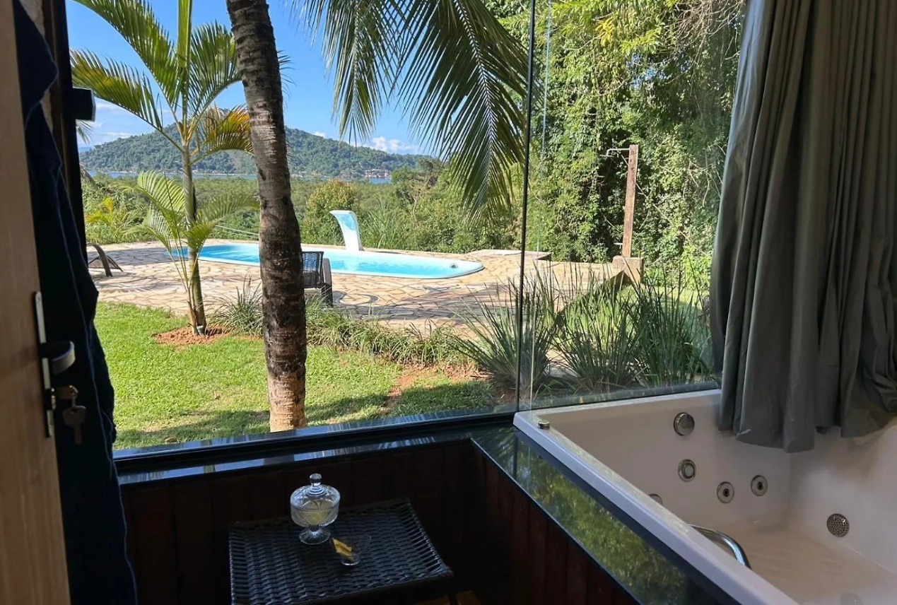 Hot tub with pool view